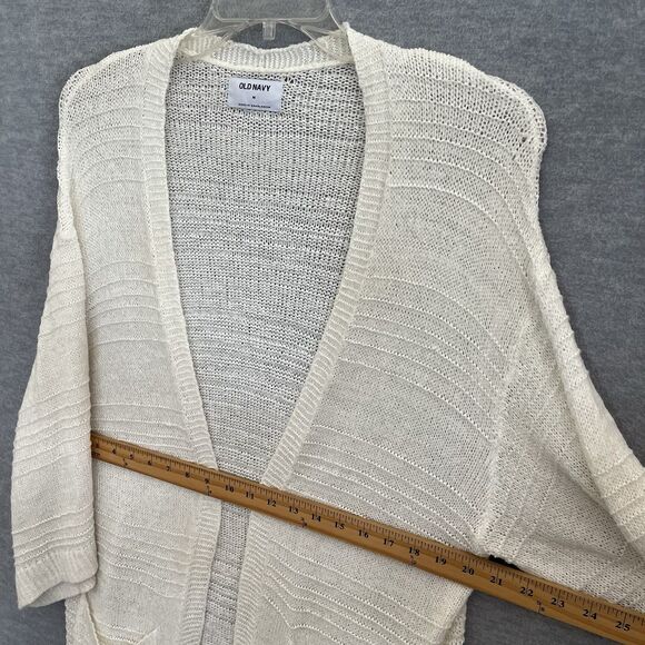 Old Navy Oversized Cardigan Sweater M w/ Pockets Beige Duster Coastal Minimalist - Picture 8 of 12